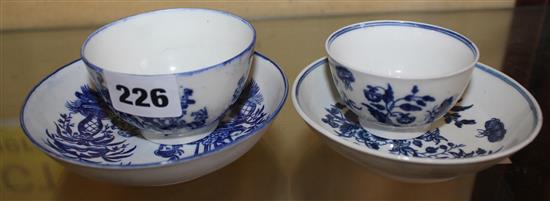 Two tea bowls and saucers